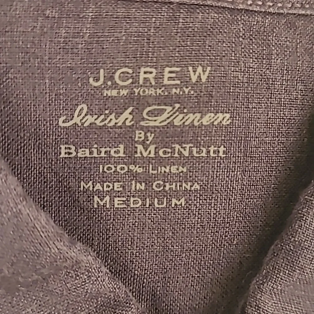 J CREW x Baird McNutt Dark Grey Weave Denim Linen Mens‎ Medium Long Sleeve Shirt